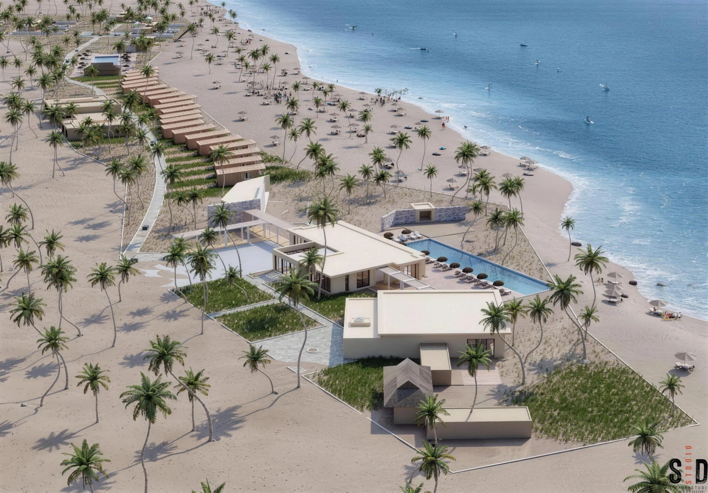 Vue aérienne du projet hôtelier de Dakhla, image de conception