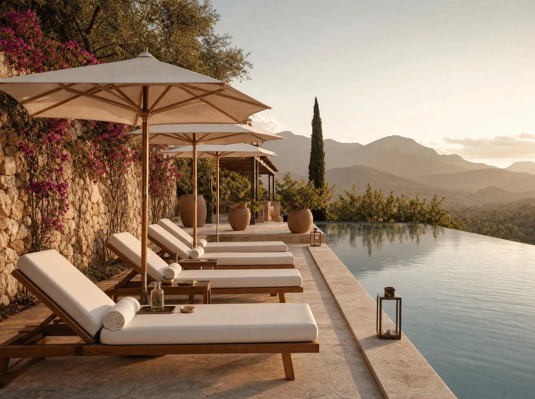 Piscine de resort, visualisation de typologie