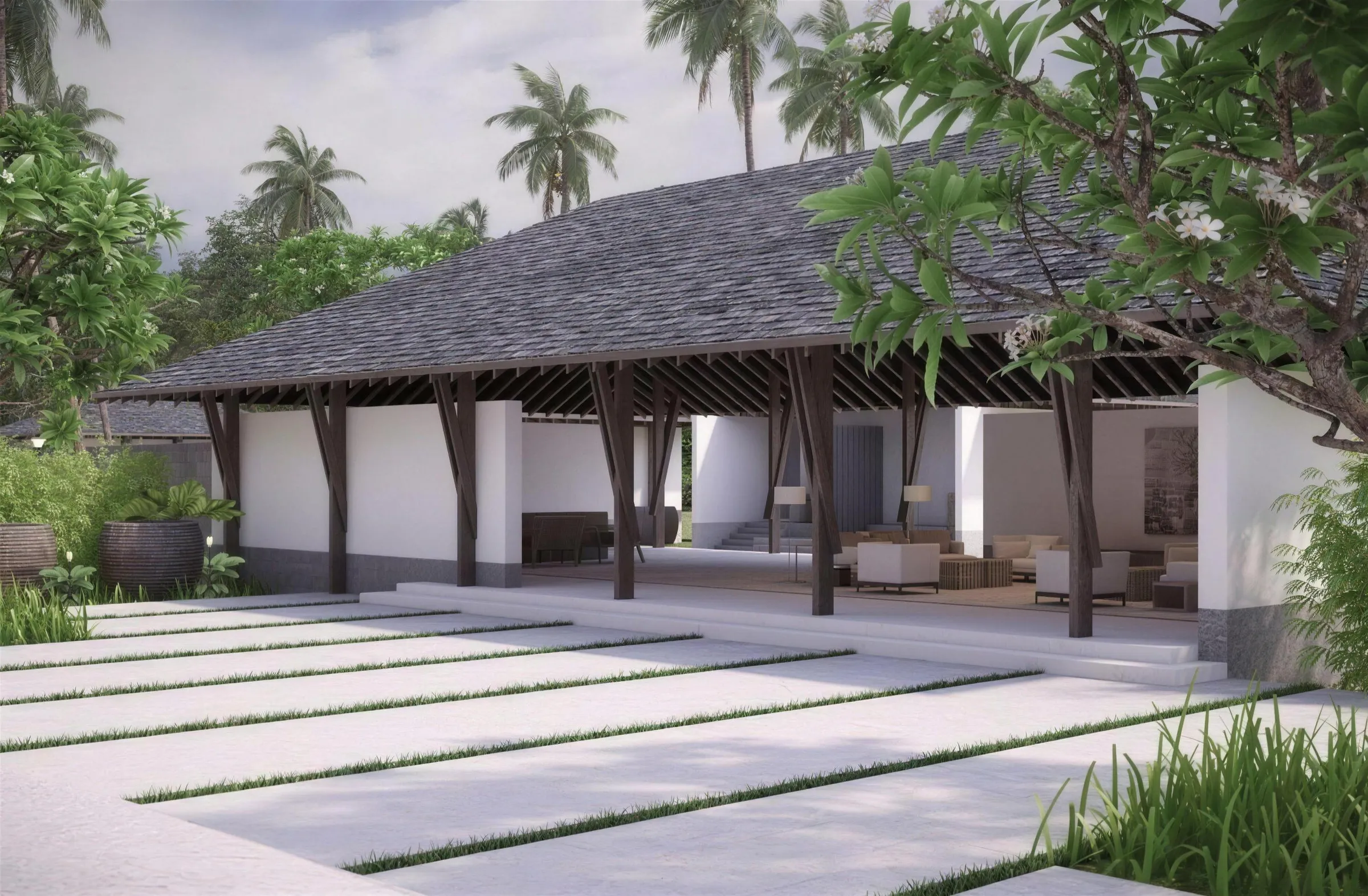 Pavillon d’accueil du Marriott de Mbodiène Bay, image de conception