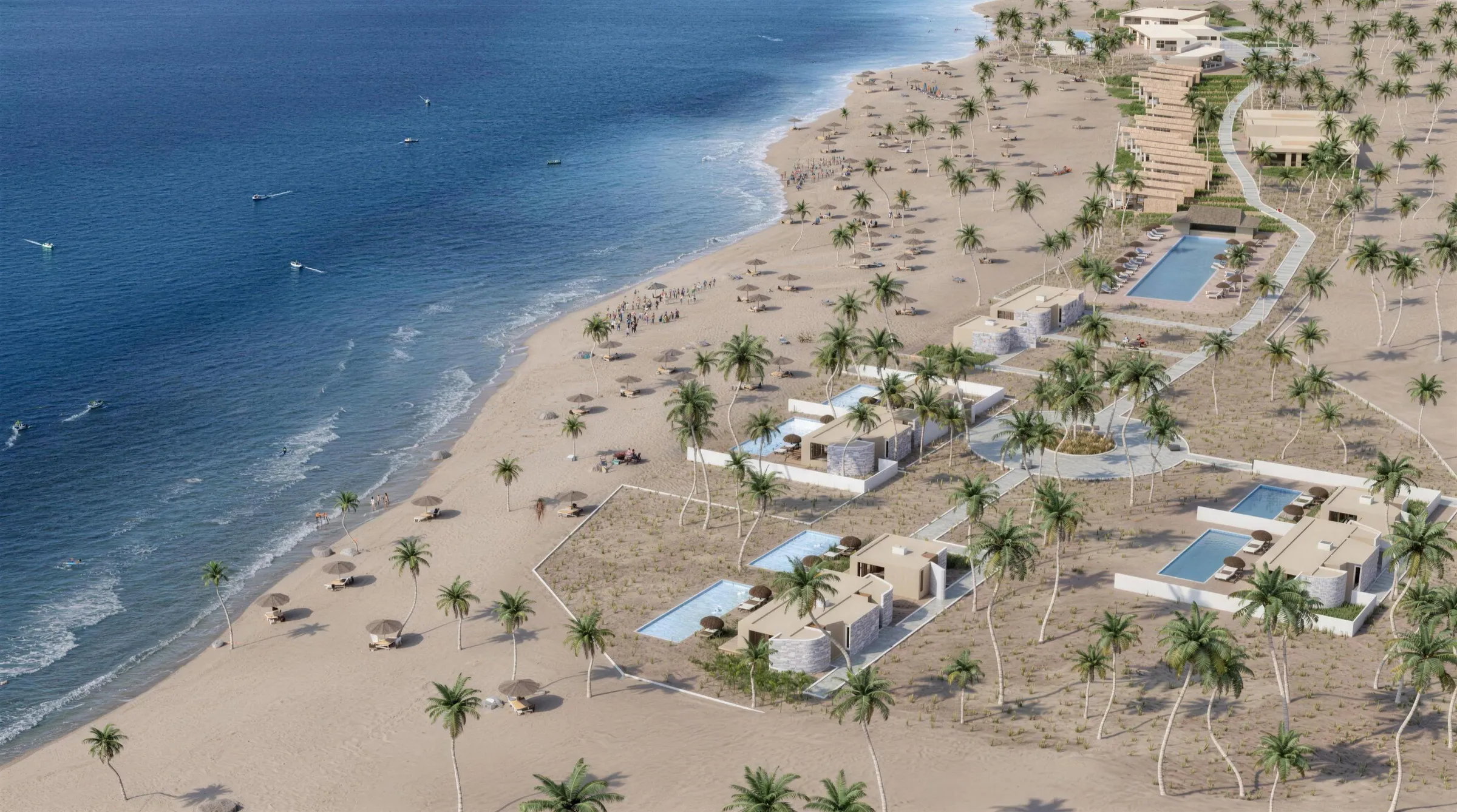 Implantation du projet hôtelier de Dakhla sur le littoral, image de conception